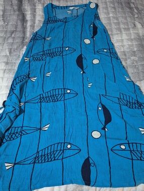 Kaktus Blue Fish Pattern Aquarium-Themed Fabric Panel